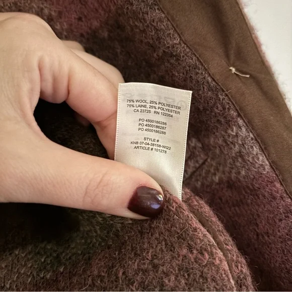 Aritzia Wilfred Free The Ganna Jacket Wool Blend Size XS Brown Pink Cream Plaid - Picture 6 of 8